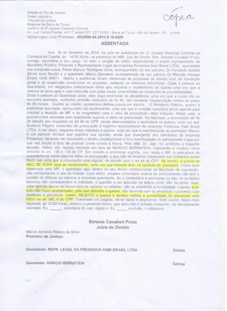 FRESENIUS KABI perde processo contra a RENALVET